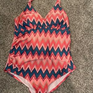 One piece, halter top maternity swimsuit